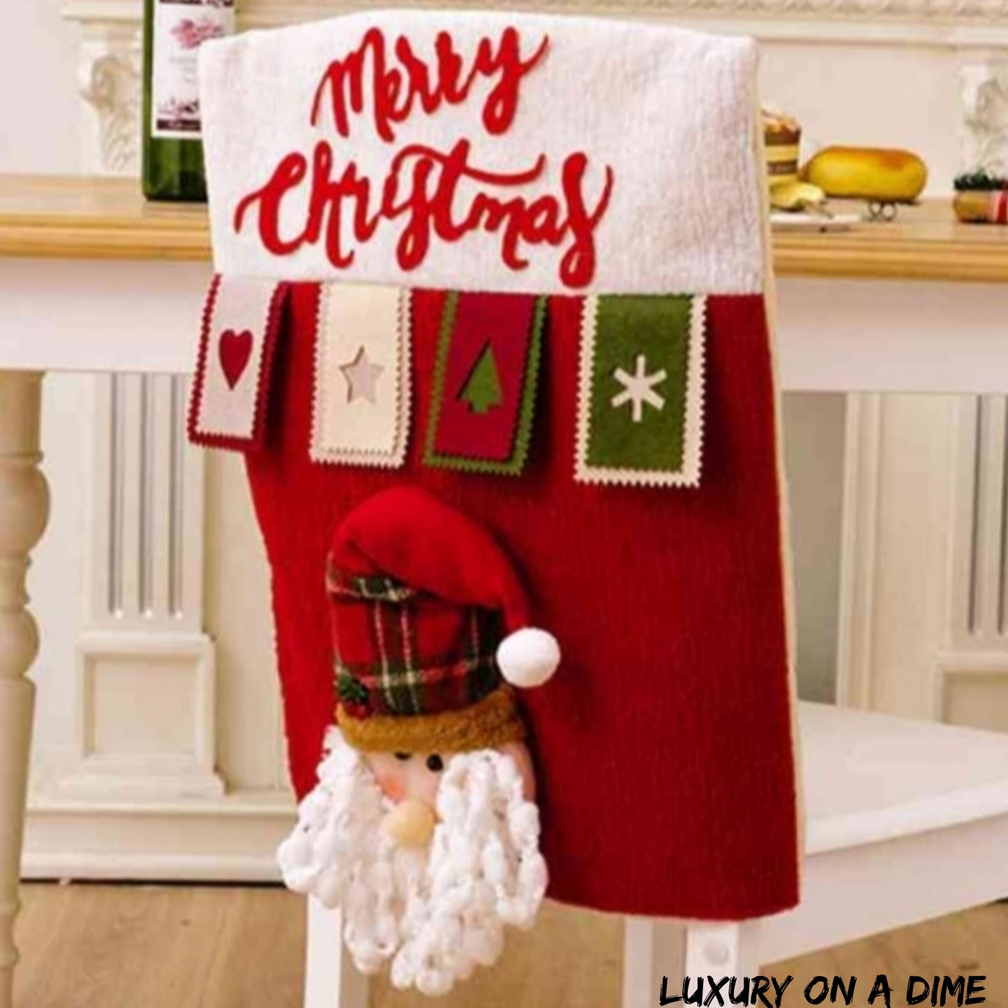Santa Claus Snowman Reindeer Premium Christmas 3D Chair Cover Home Decor