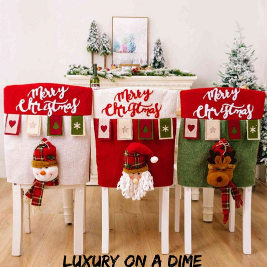 Santa Claus Snowman Reindeer Premium Christmas 3D Chair Cover Home Decor