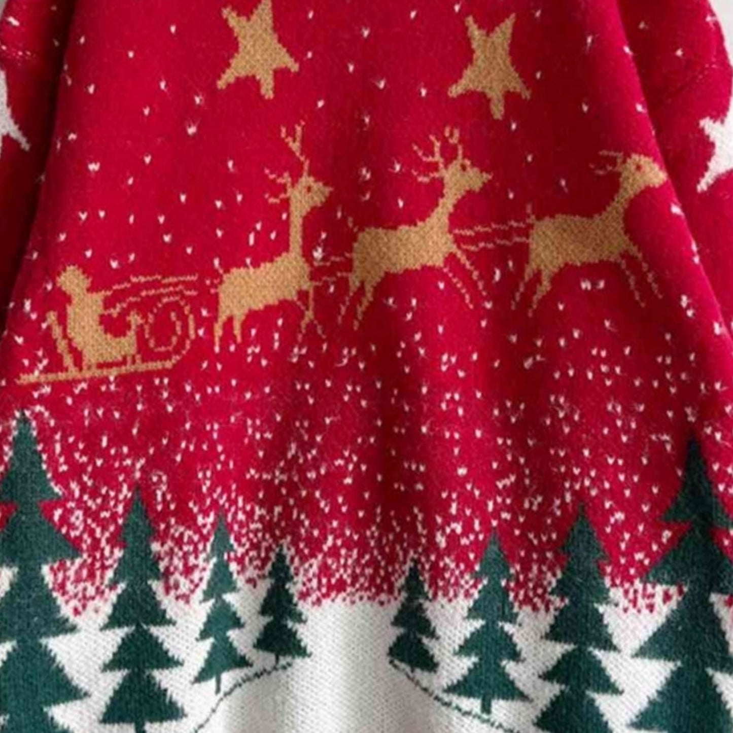Bold Knit Christmas Santa Reindeer Round Neck Classy Holiday Winter Sweater