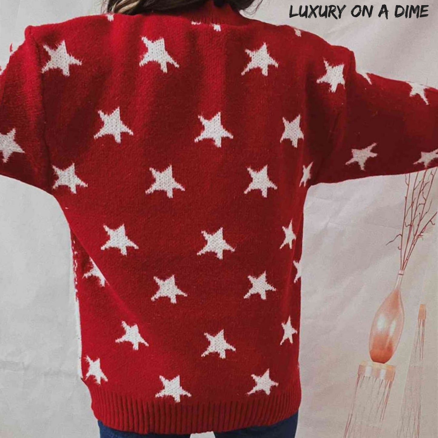 Bold Knit Christmas Santa Reindeer Round Neck Classy Holiday Winter Sweater