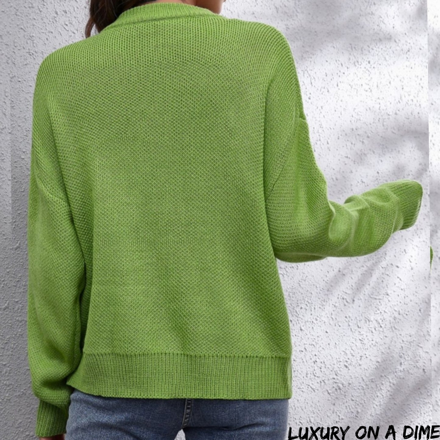 Smiley Face Abstract Flower Bold Color Knit Pullover Long Sleeve Sweater Shirt