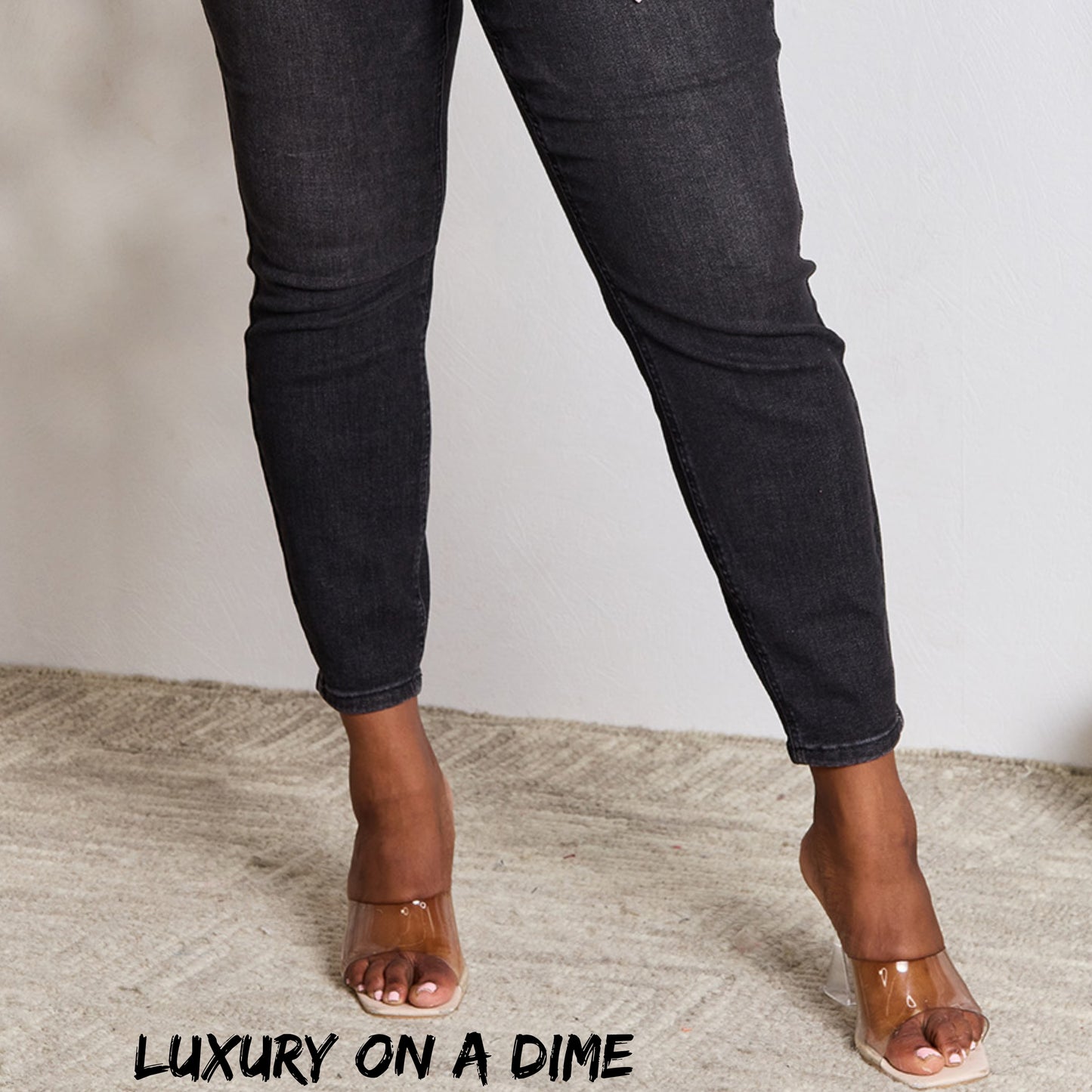 High-Rise Waist Black Denim Judy Blue Classic Skinny Jean Pants