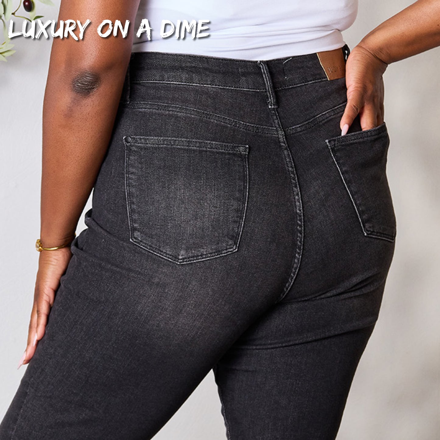 High-Rise Waist Black Denim Judy Blue Classic Skinny Jean Pants