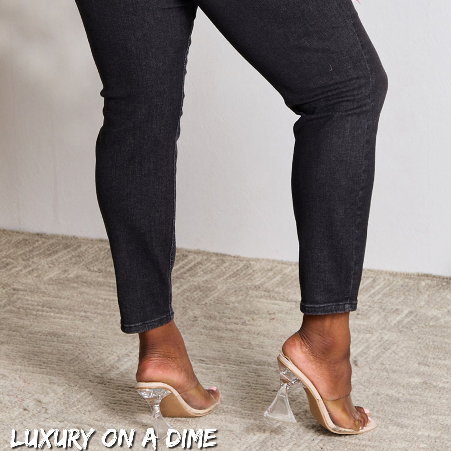 High-Rise Waist Black Denim Judy Blue Classic Skinny Jean Pants
