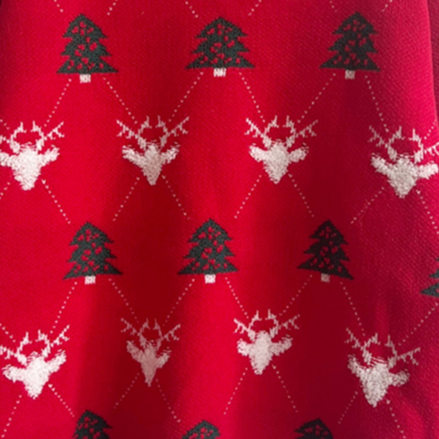 Fuzzy Shag Knit Reindeer Tree Argyle Round Neck Winter Soft Print Sweater
