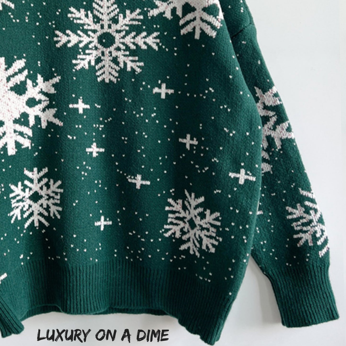 Color Contrast Snowflake Round Neck Long Sleeve Minimalist Winter Sweater