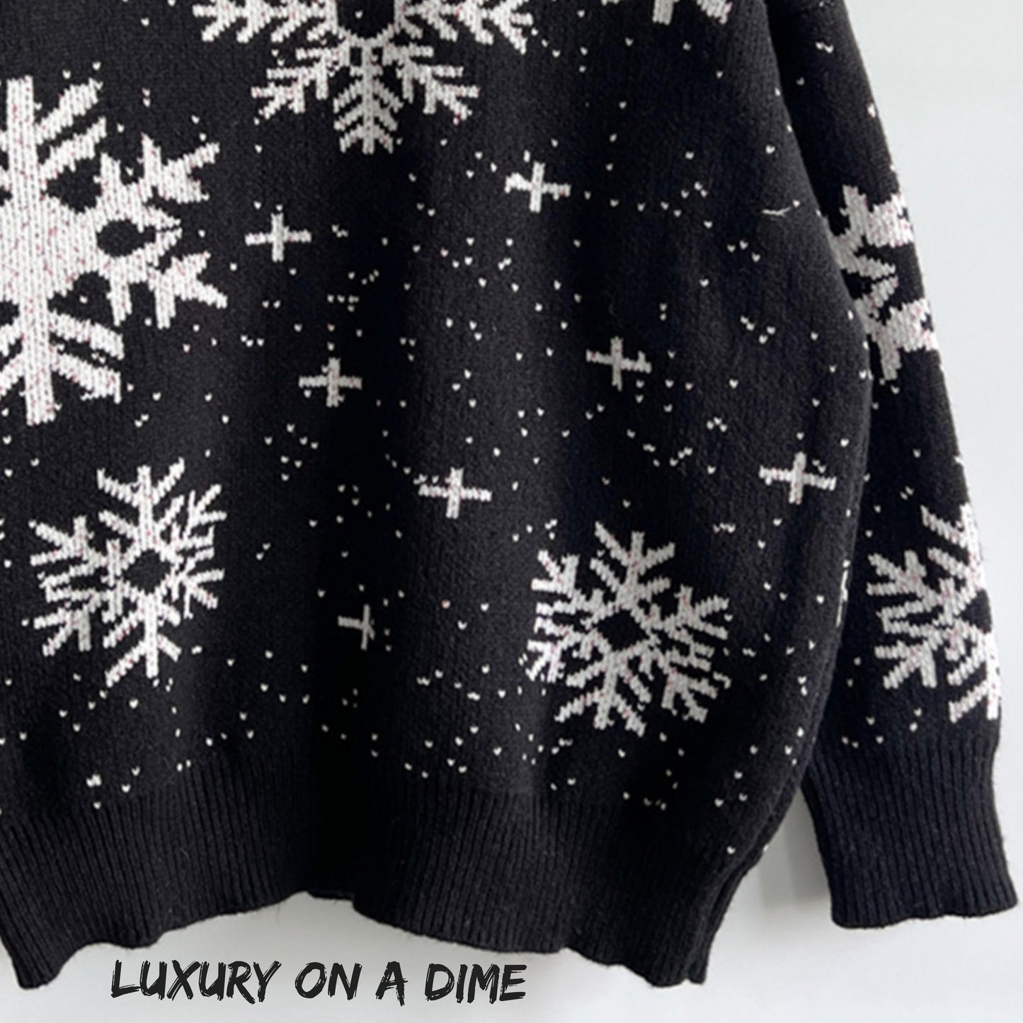 Color Contrast Snowflake Round Neck Long Sleeve Minimalist Winter Sweater