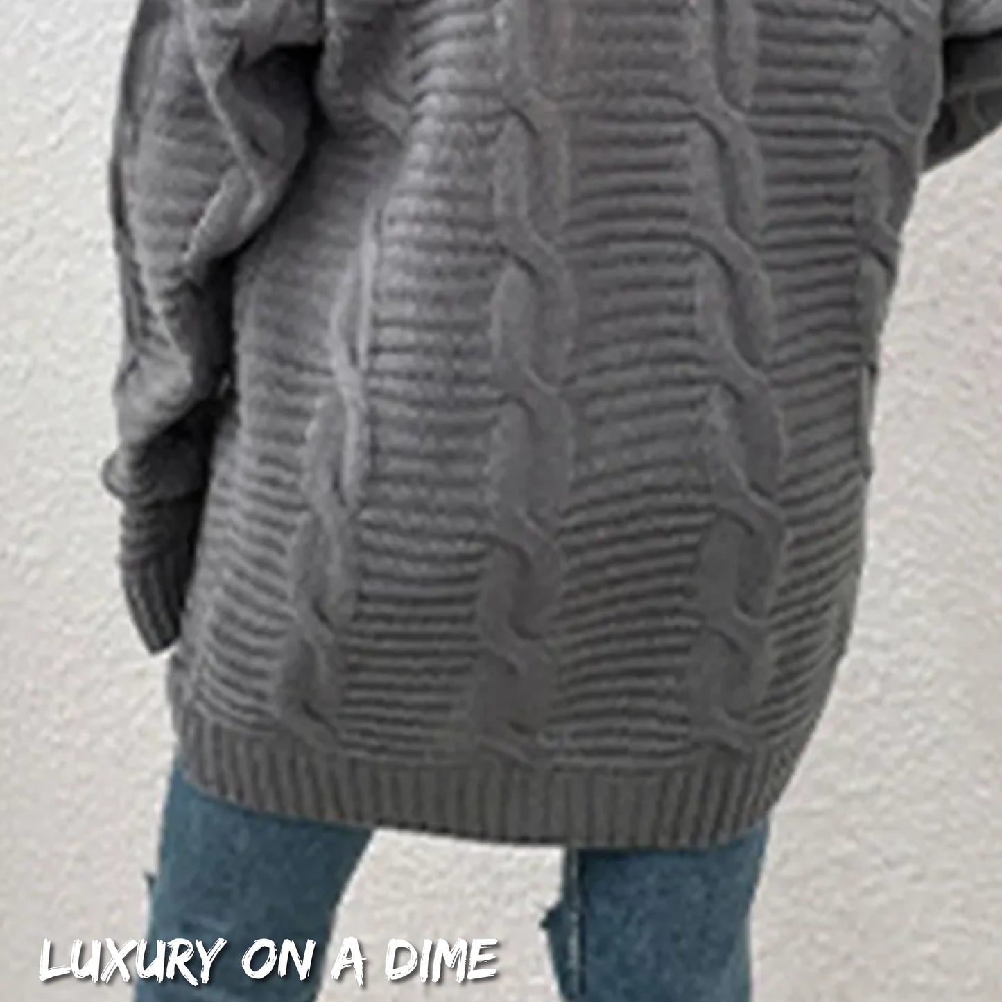 Oversized Cable Knit Classic Open Front Patch Pocket Cardigan Fall Winter