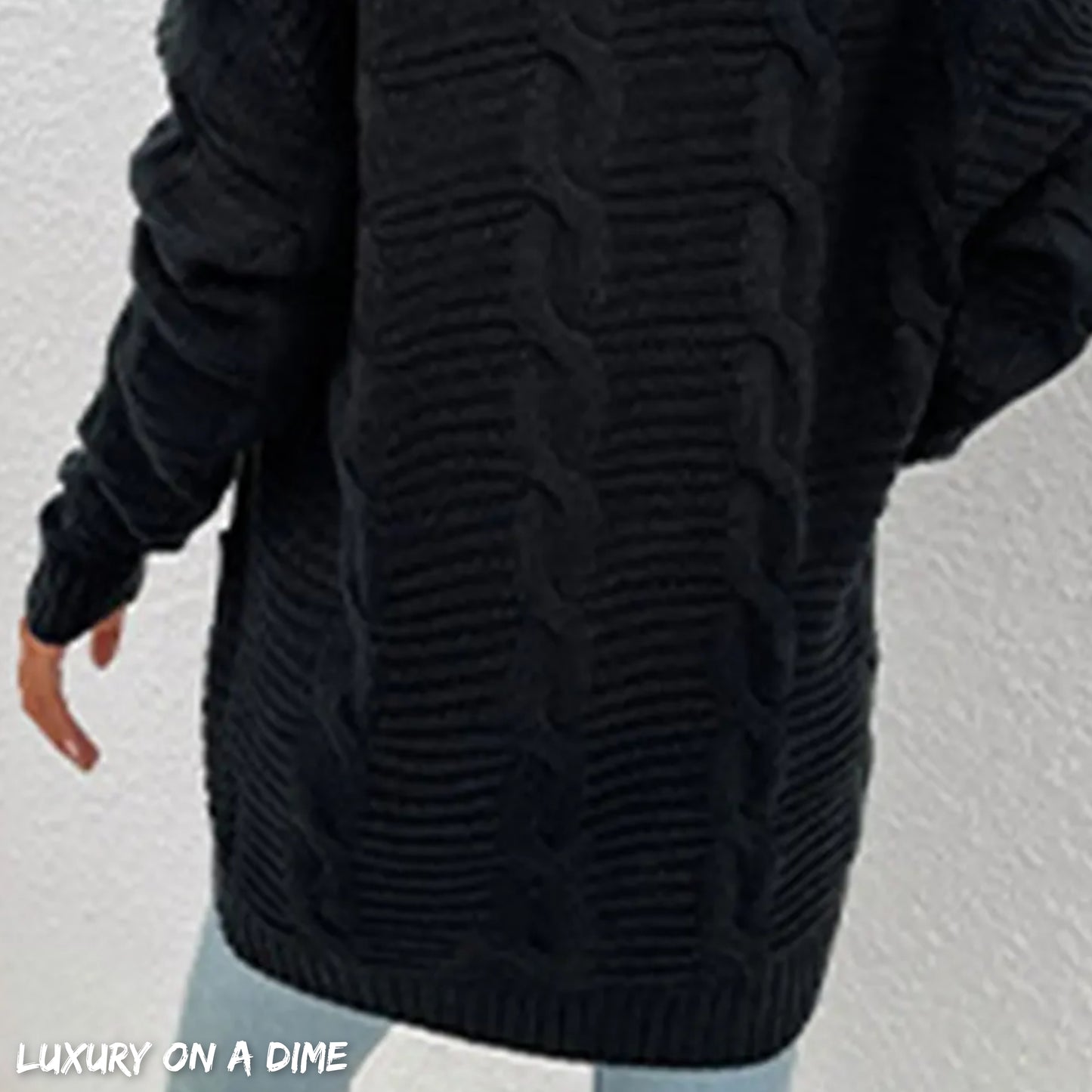 Oversized Cable Knit Classic Open Front Patch Pocket Cardigan Fall Winter