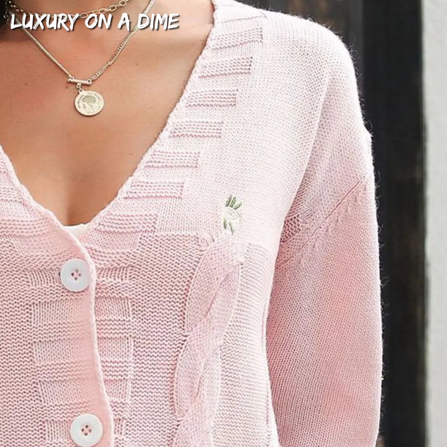 Cropped Cable Knit Embroidered Classic Button Front Retro Long Sleeve Cardigan