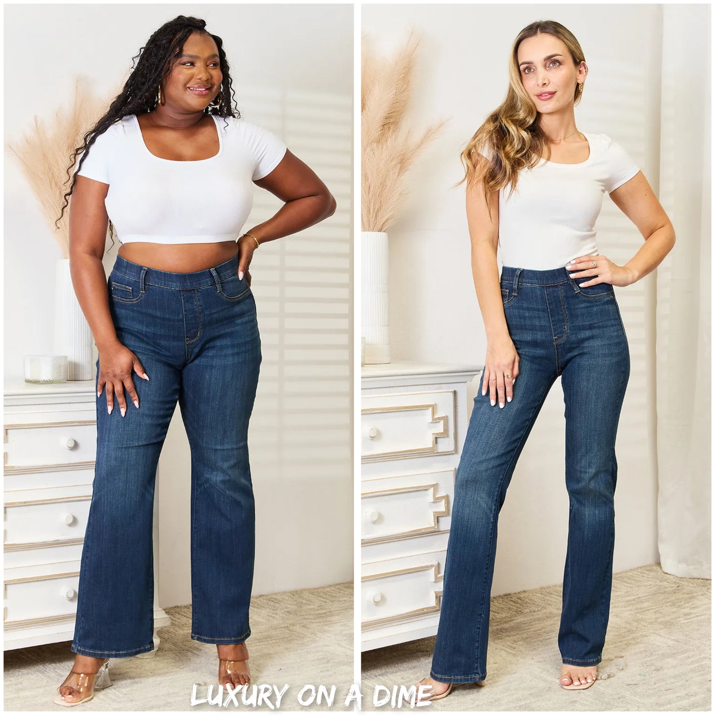 Judy Blue Full Size Elastic Waistband Slim Bootcut Jeans