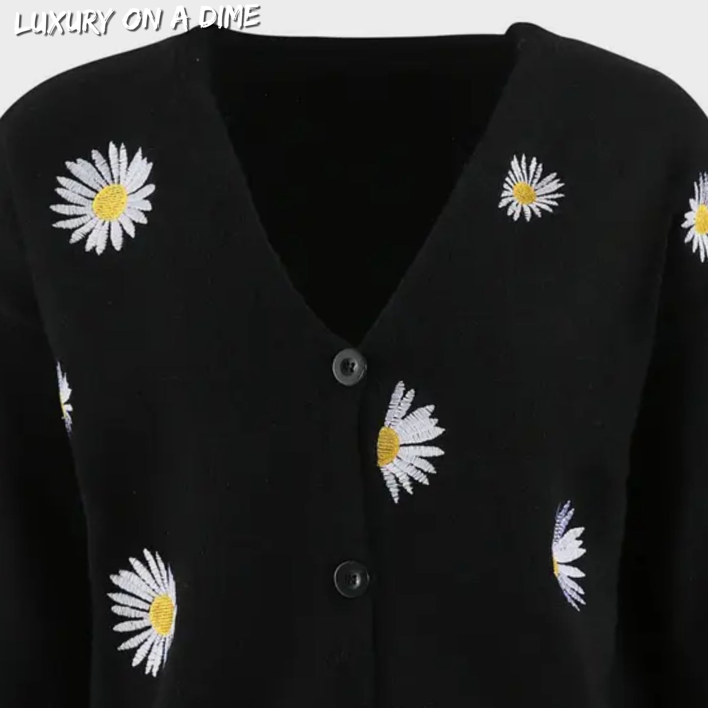 Floral Embroidered Cropped Classic Knit Button Front Retro Long Sleeve Soft Cardigan