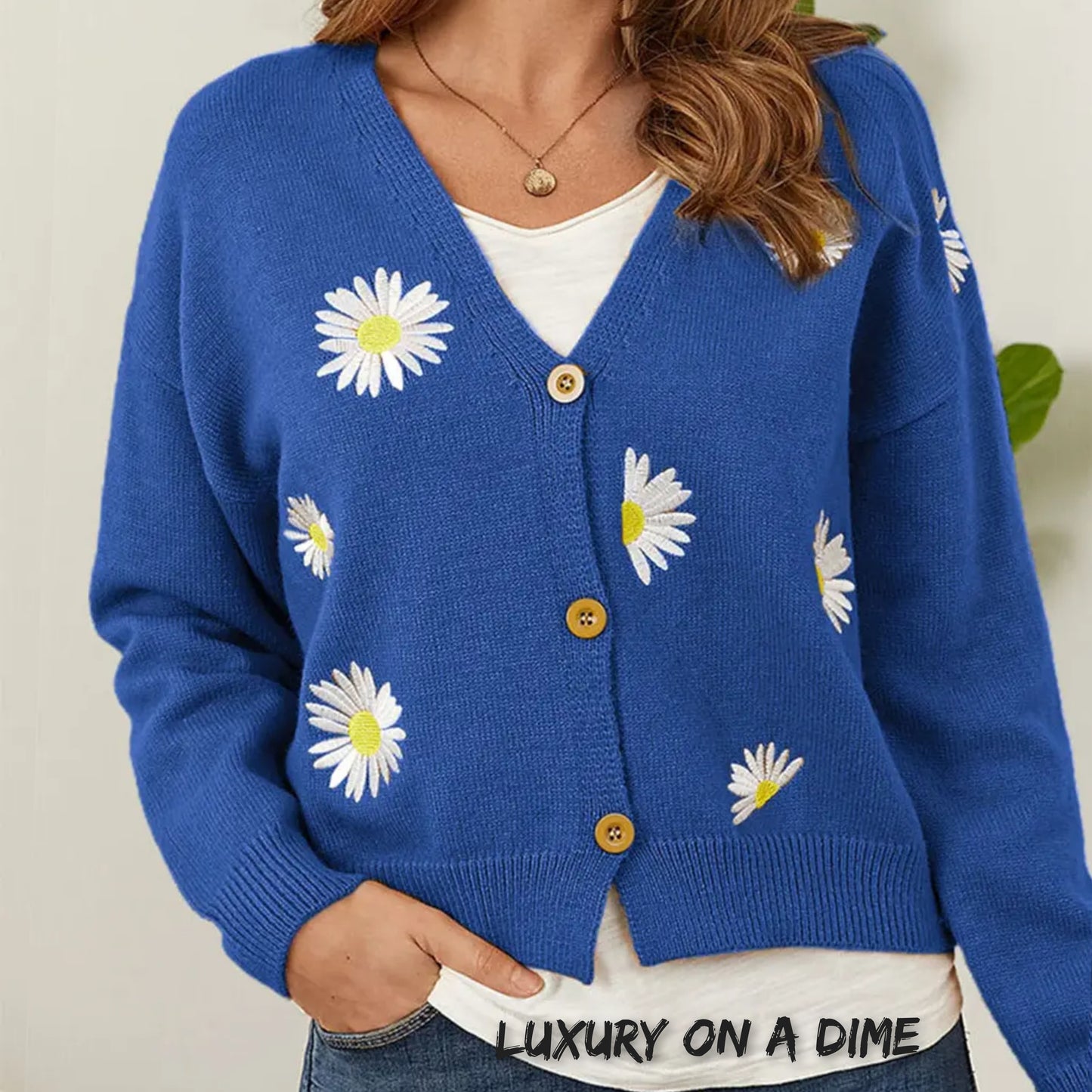 Floral Embroidered Cropped Classic Knit Button Front Retro Long Sleeve Soft Cardigan