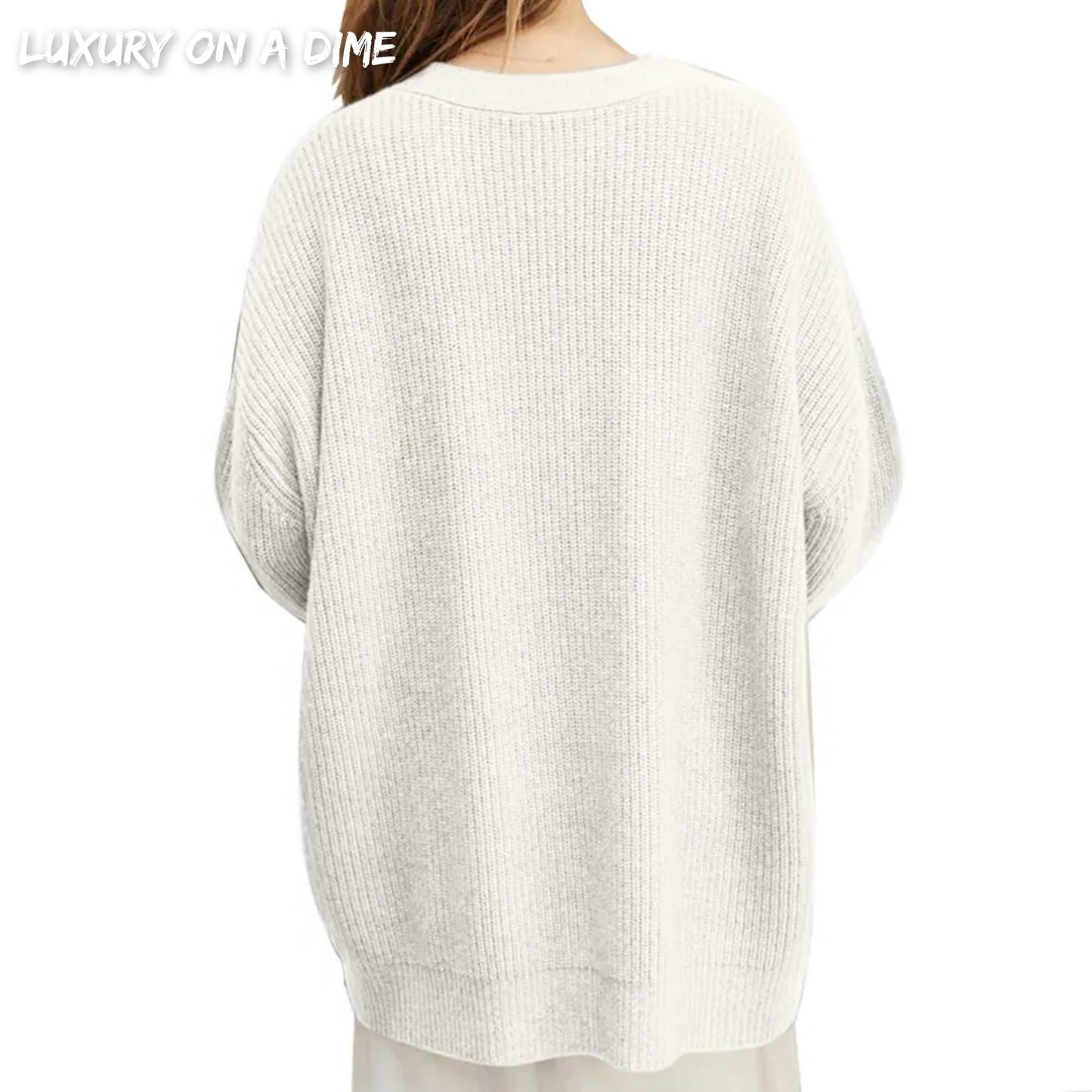 Ribbed Knit Oversized Button Front Classic Long Sleeve Button Front Cardigan