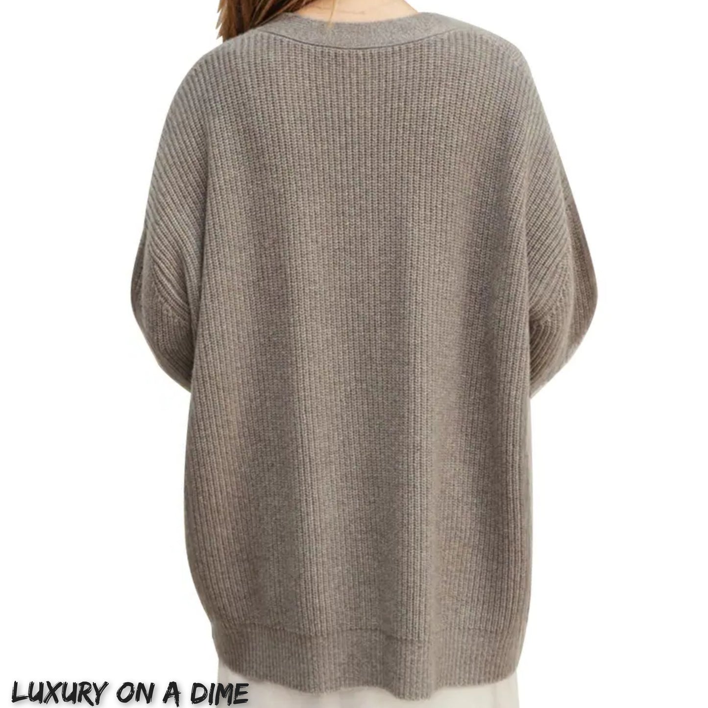 Ribbed Knit Oversized Button Front Classic Long Sleeve Button Front Cardigan