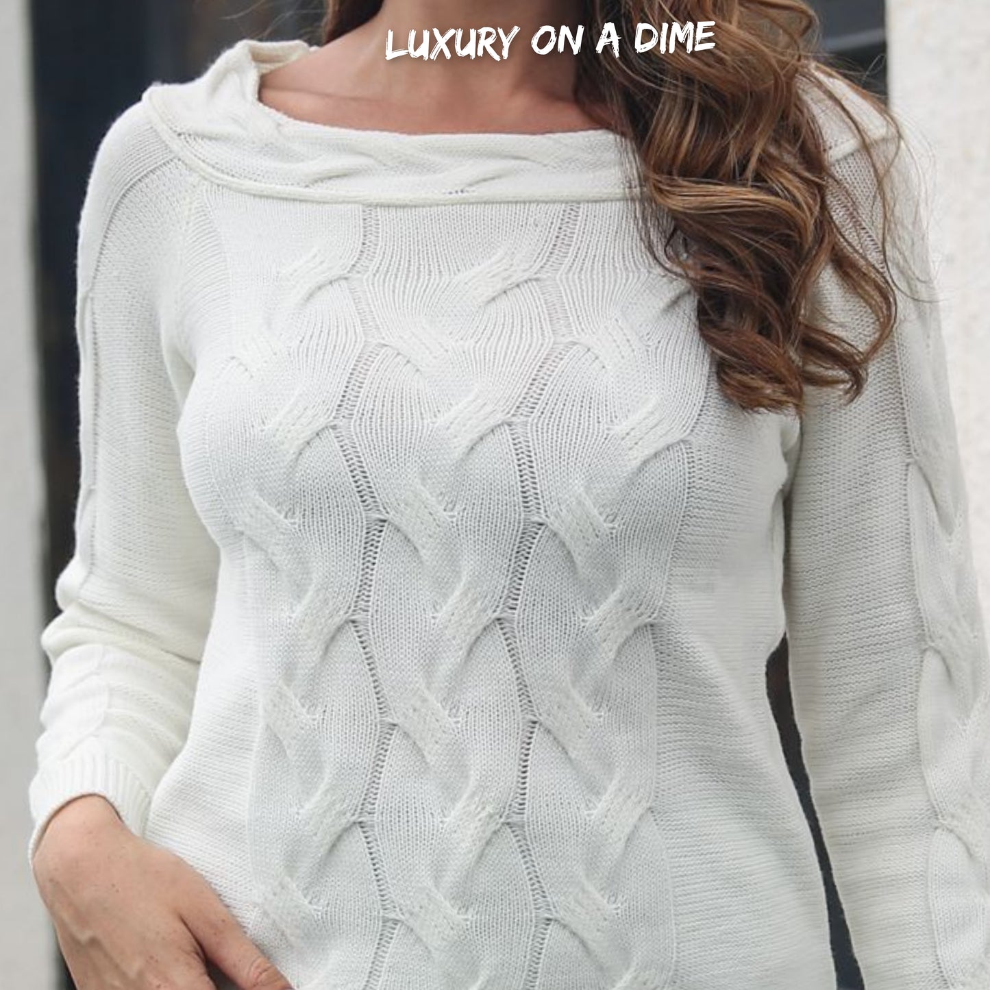 Cable Knit Braided Boat Neck Long Sleeve Minimalist Casual Sweater Shirt