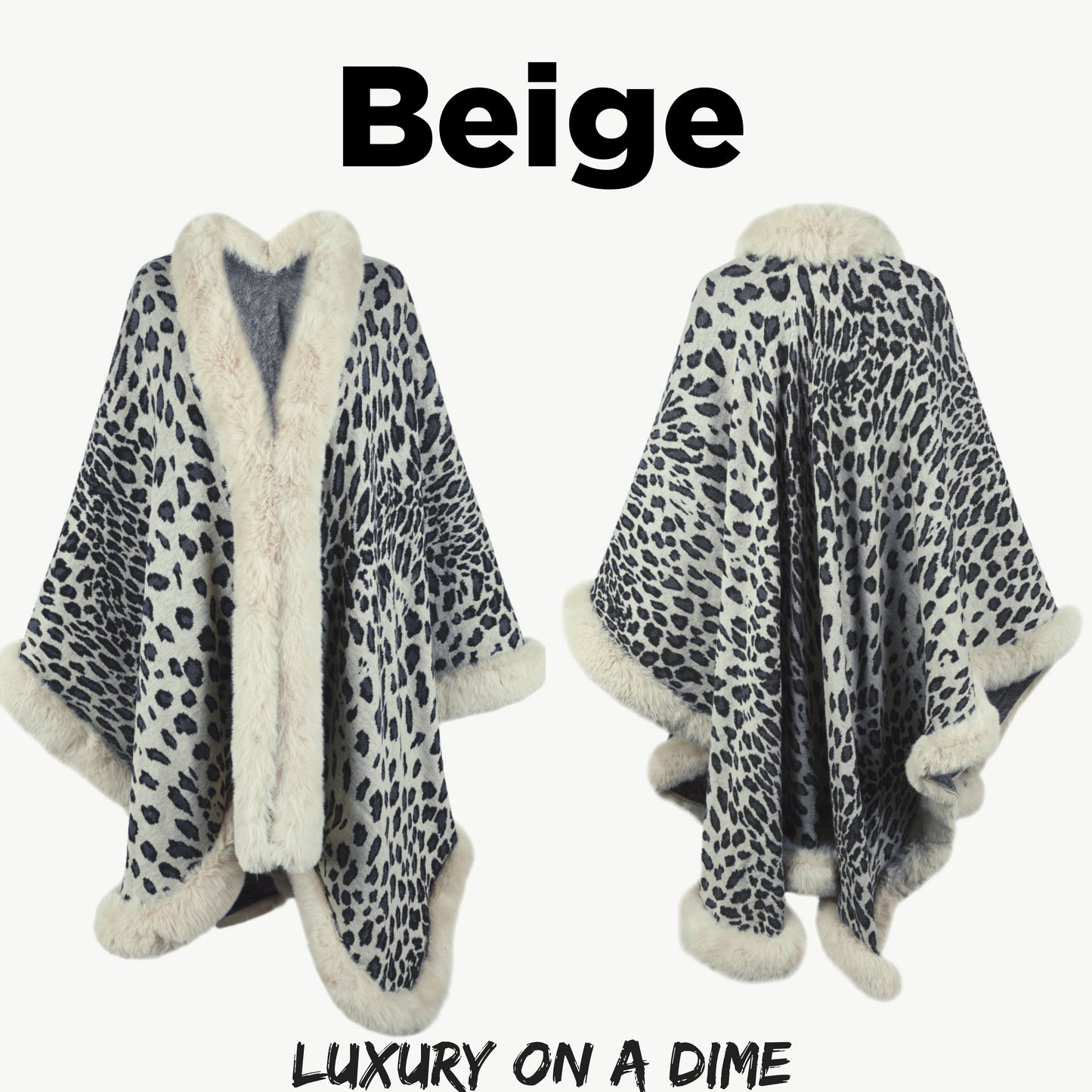 Large Leopard Plush Faux Fur Heavy Cardigan Oversized Sweater Poncho Jacket