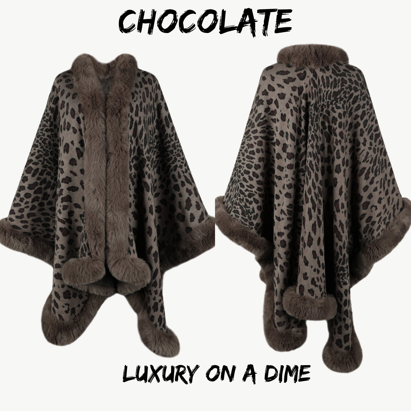 Large Leopard Plush Faux Fur Heavy Cardigan Oversized Sweater Poncho Jacket