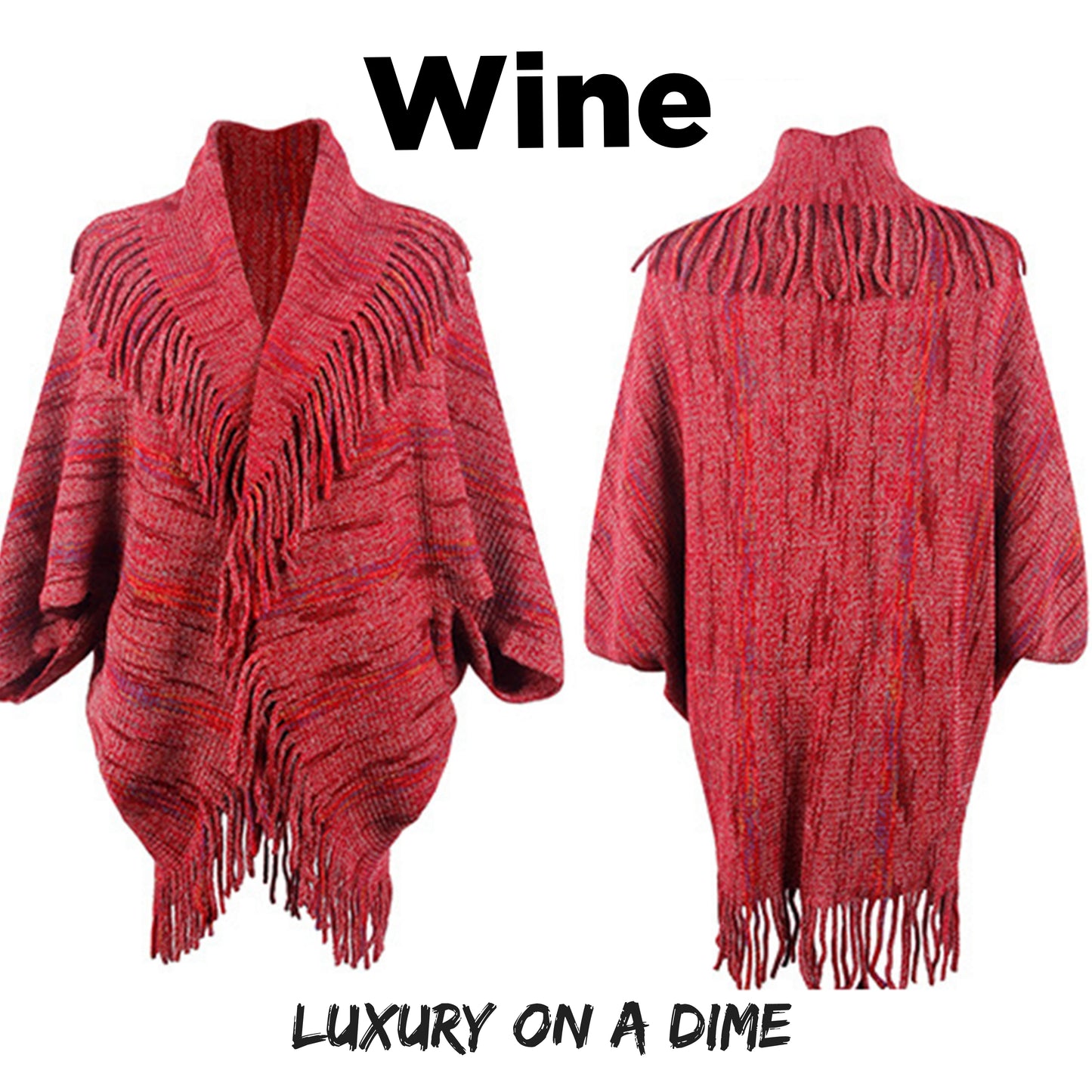 Colorful Glitch Retro Fringe Hem Open Front Shrug Knit Bolero Sweater Cardigan