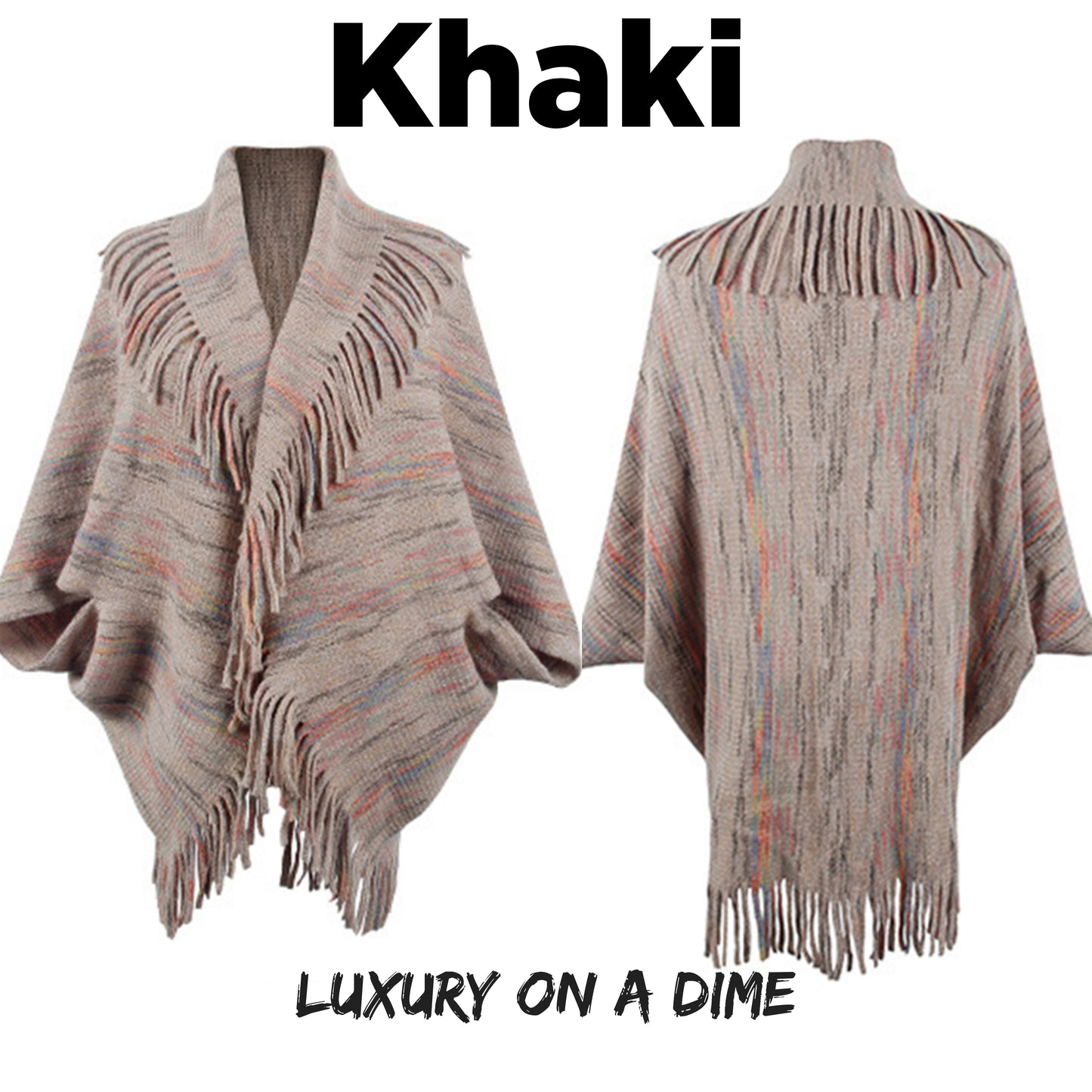 Colorful Glitch Retro Fringe Hem Open Front Shrug Knit Bolero Sweater Cardigan