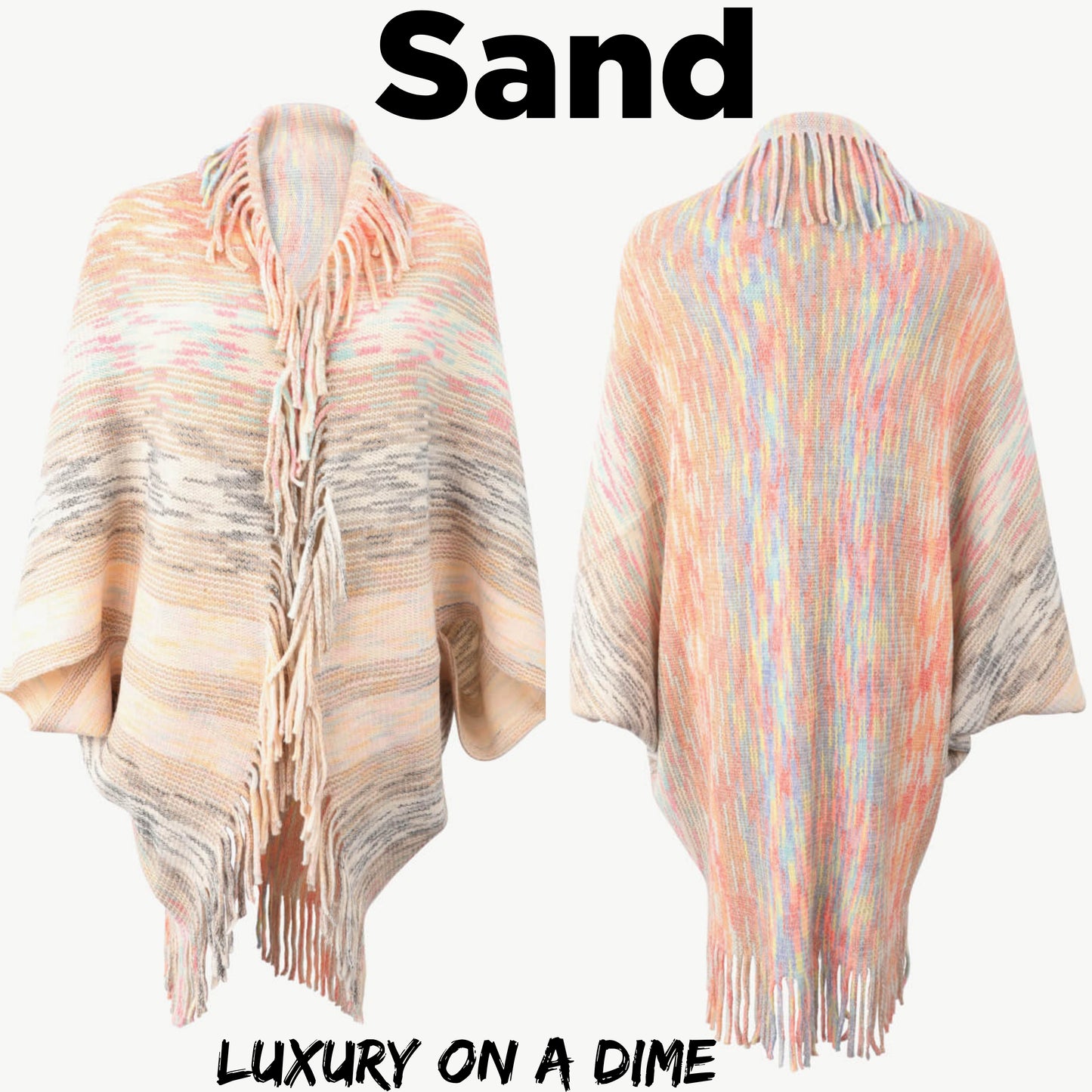 Colorful Rainbow Retro Fringe Hem Shrug Knit Bolero Open Front Sweater Cardigan