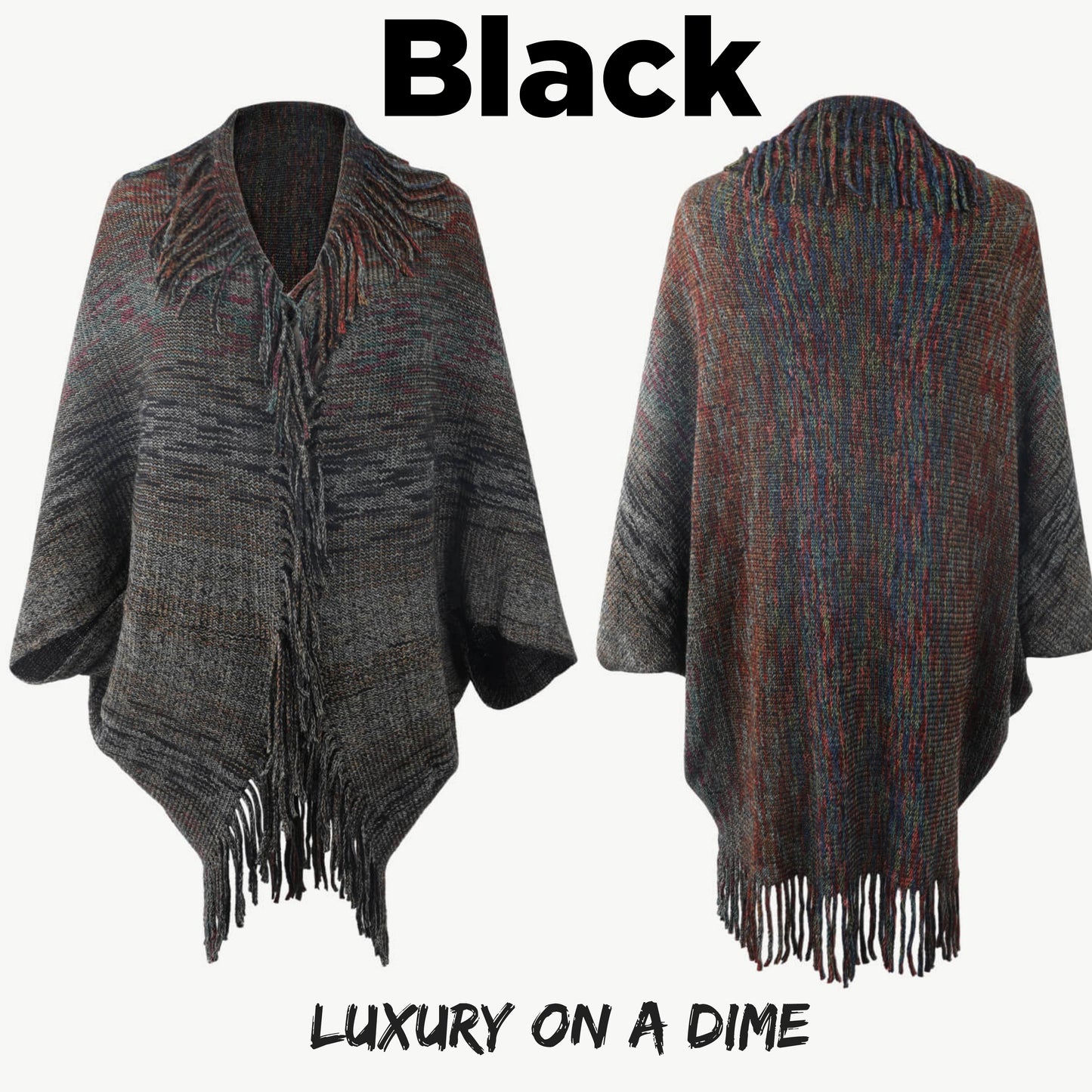 Colorful Rainbow Retro Fringe Hem Shrug Knit Bolero Open Front Sweater Cardigan