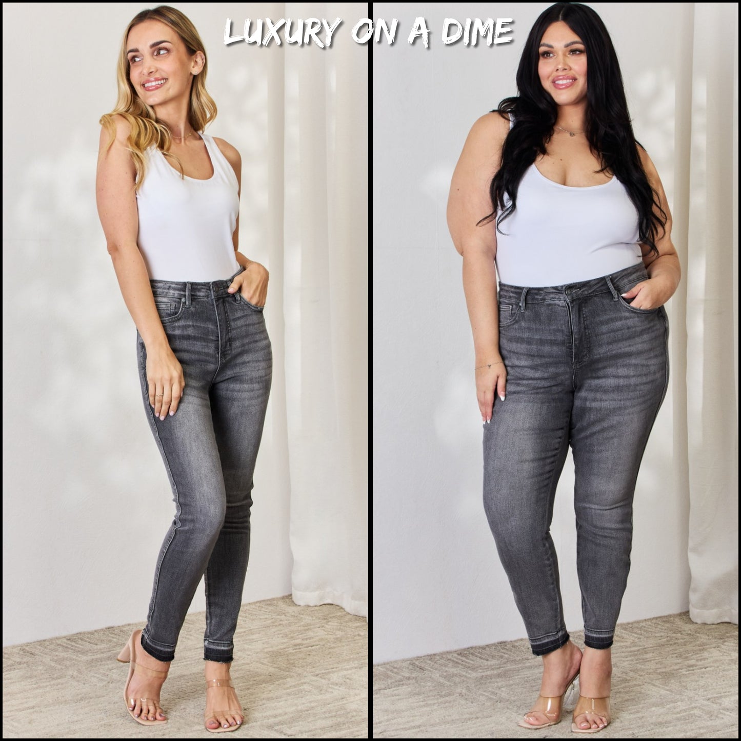 Judy Blue Full Size High Waist Tummy Control Release Hem Skinny Jeans