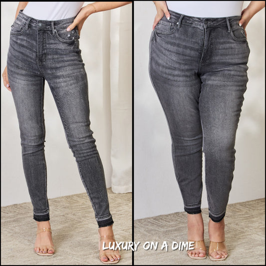Judy Blue Full Size High Waist Tummy Control Release Hem Skinny Jeans
