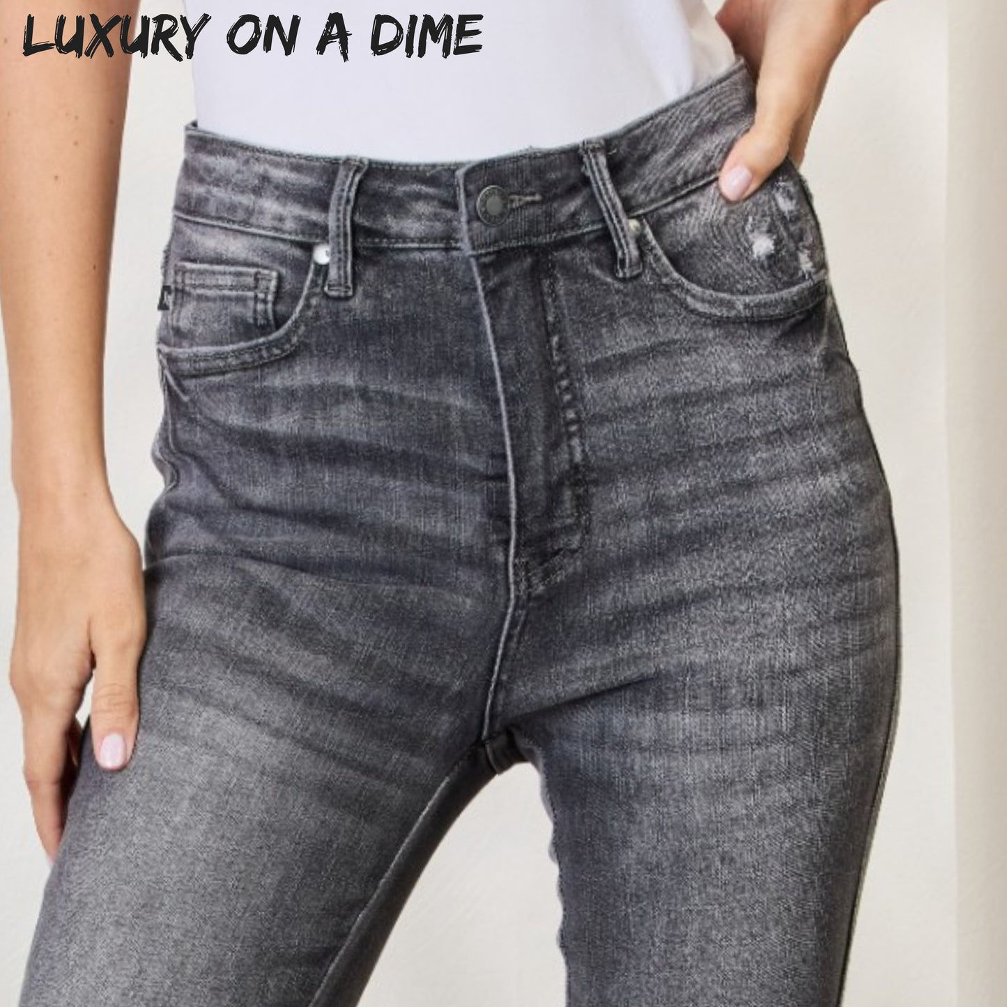 Judy Blue Full Size High Waist Tummy Control Release Hem Skinny Jeans