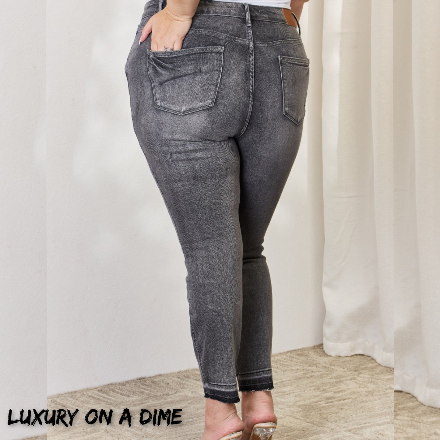 Judy Blue Full Size High Waist Tummy Control Release Hem Skinny Jeans