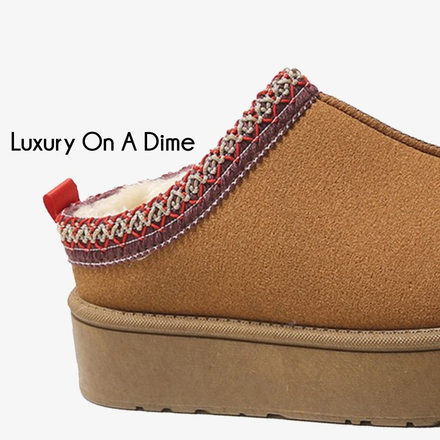 Fluffy Slippers Platform Tazz Faux Fur Slip-on Vegan Suede Mule Winter