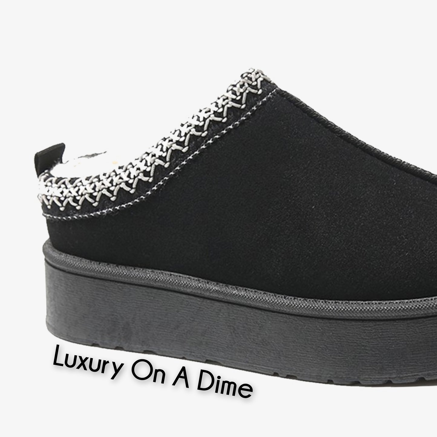 Fluffy Slippers Platform Tazz Faux Fur Slip-on Vegan Suede Mule Winter