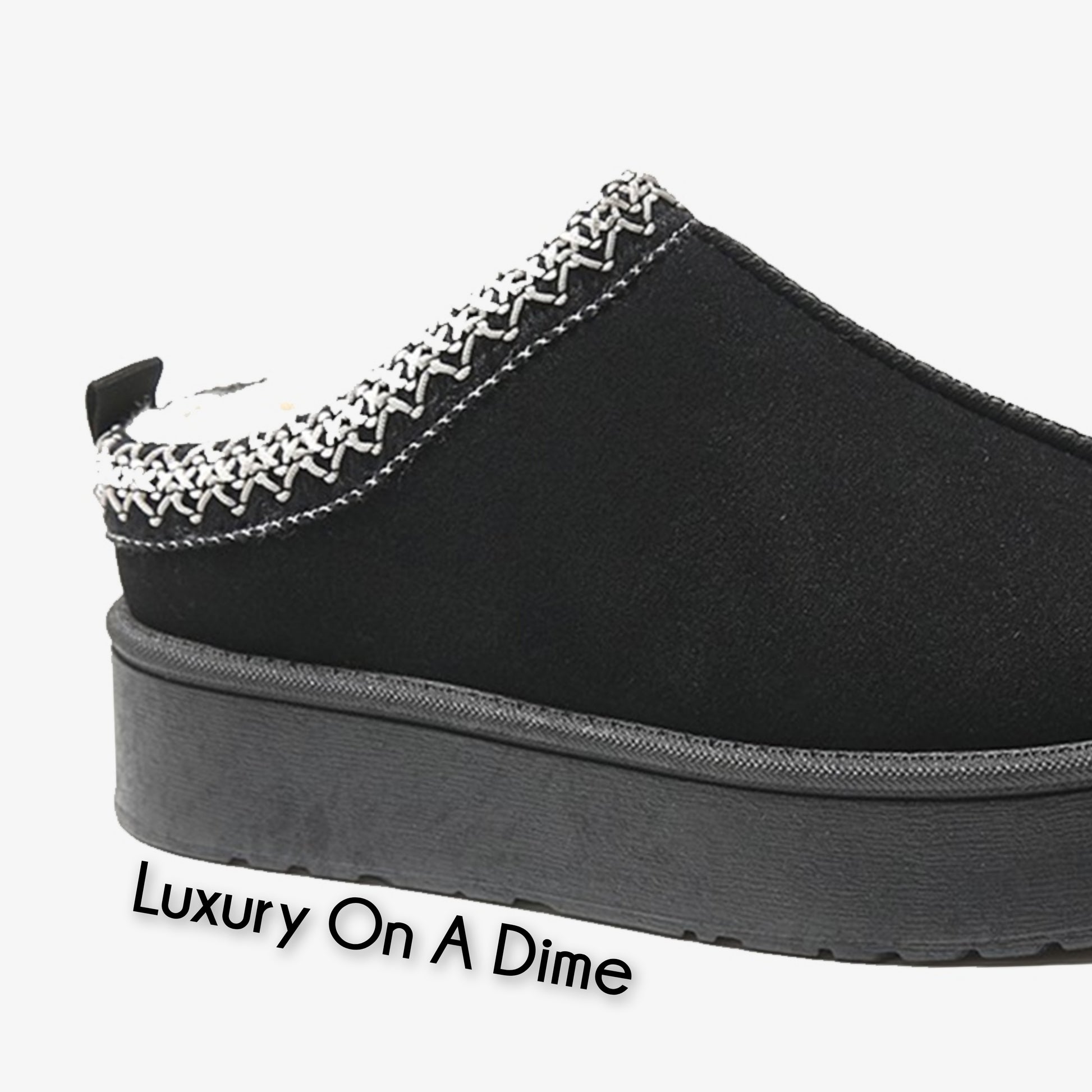 Fluffy Slippers Platform Tazz Faux Fur Slip-on Vegan Suede Mule Winter