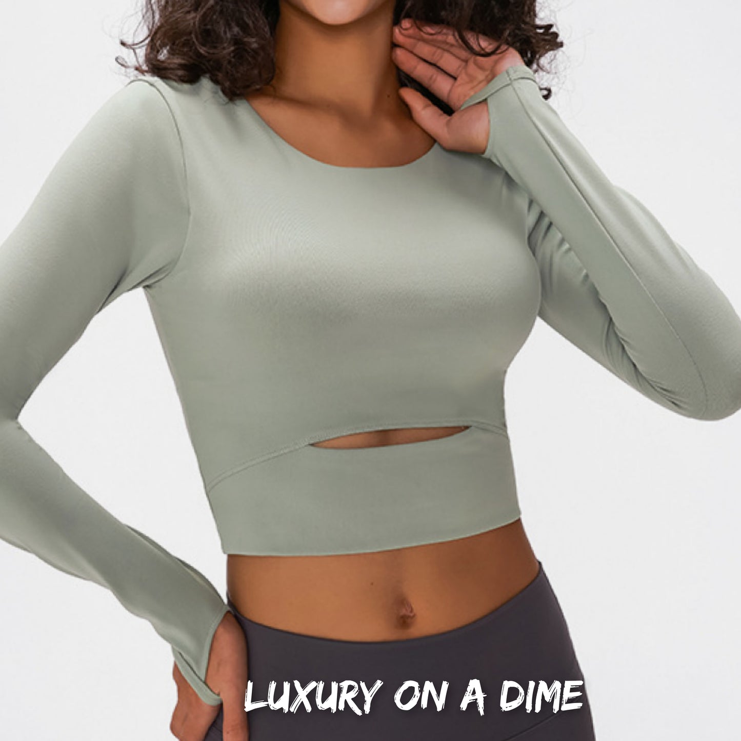 Long Sleeve Athletic Cut-out Yoga Activewear Crop Top (4 colors available)