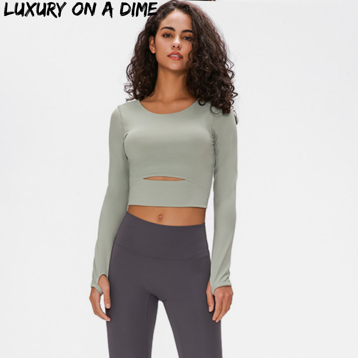 Long Sleeve Athletic Cut-out Yoga Activewear Crop Top (4 colors available)