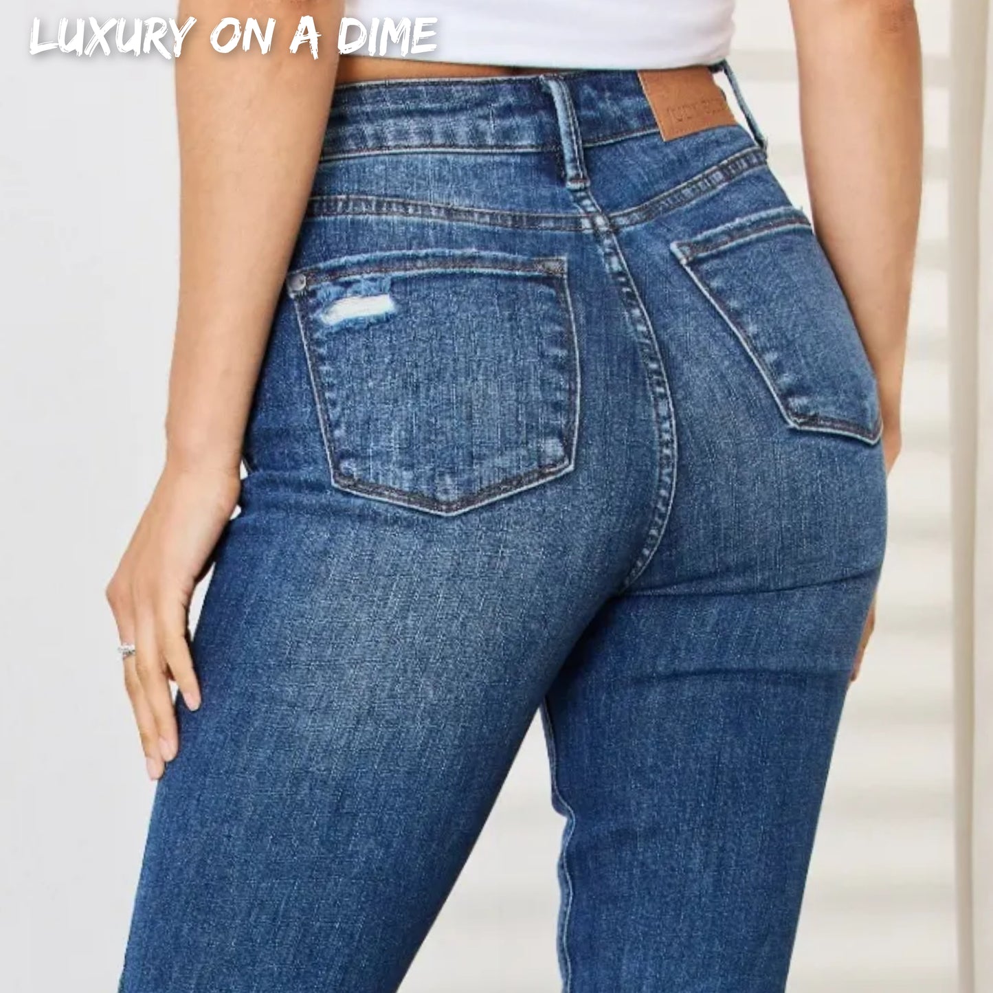 Tummy Control High Waist Skinny Slim Fit Stretch Denim Dark Wash Jean Pants