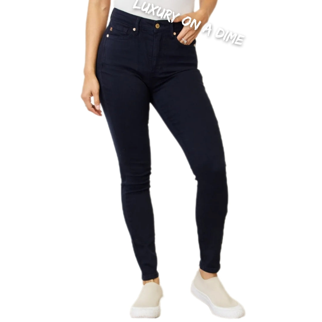 Tummy Control High-Rise Waist Navy Denim Skinny Jean Pants Judy Blue