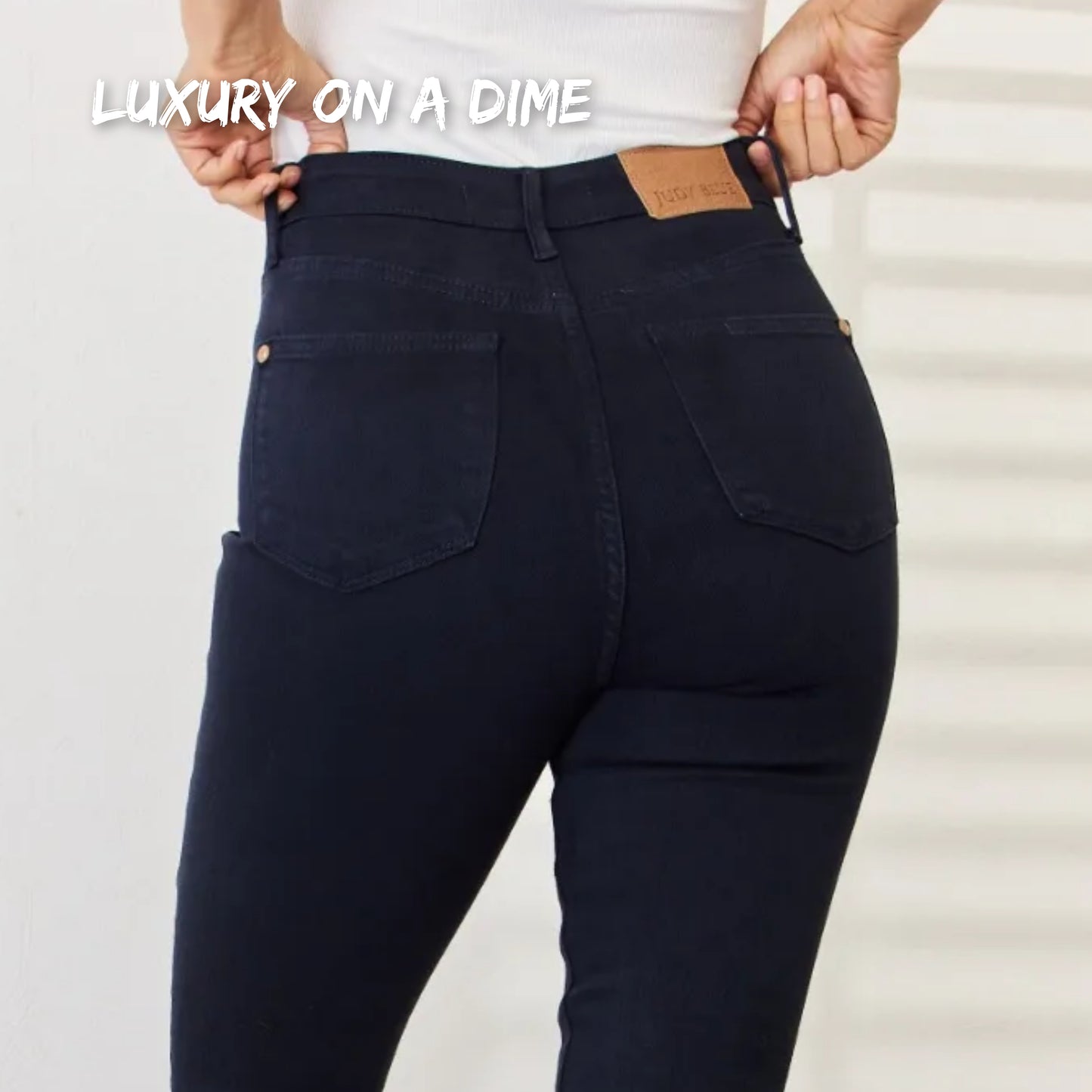 Tummy Control High-Rise Waist Navy Denim Skinny Jean Pants Judy Blue