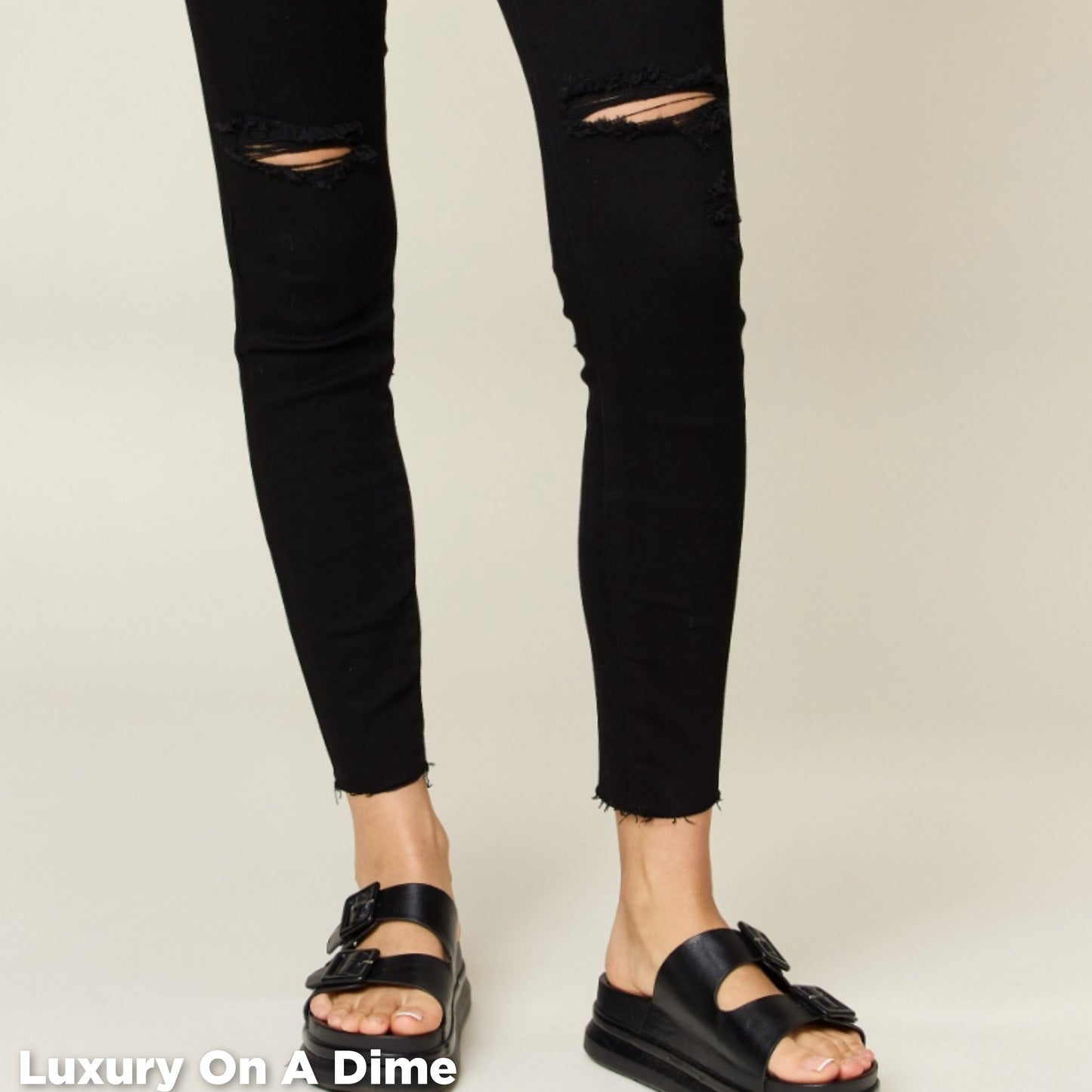 Distressed Tummy Control High-Rise Stretch Skinny Slim Denim Jean Pant Judy Blue