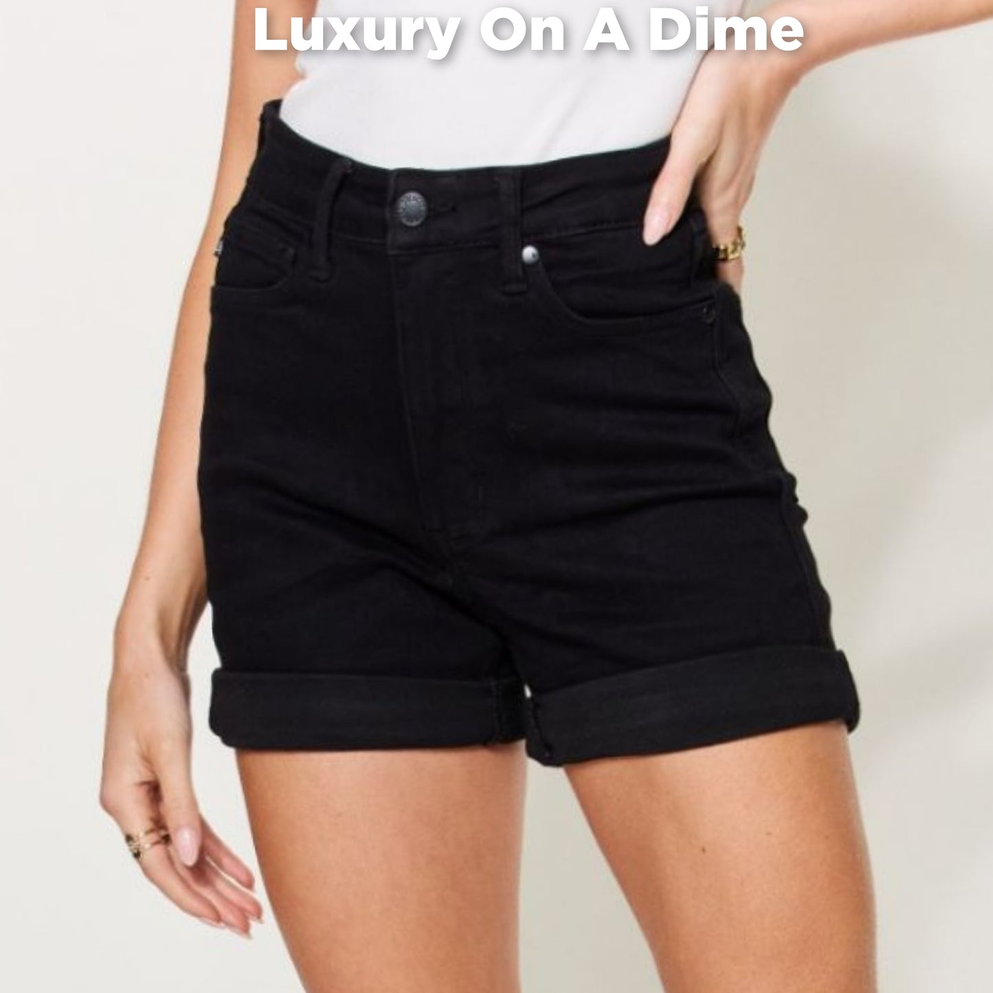 Judy Blue Full Size High Waist Tummy Control Cuffed Denim Shorts