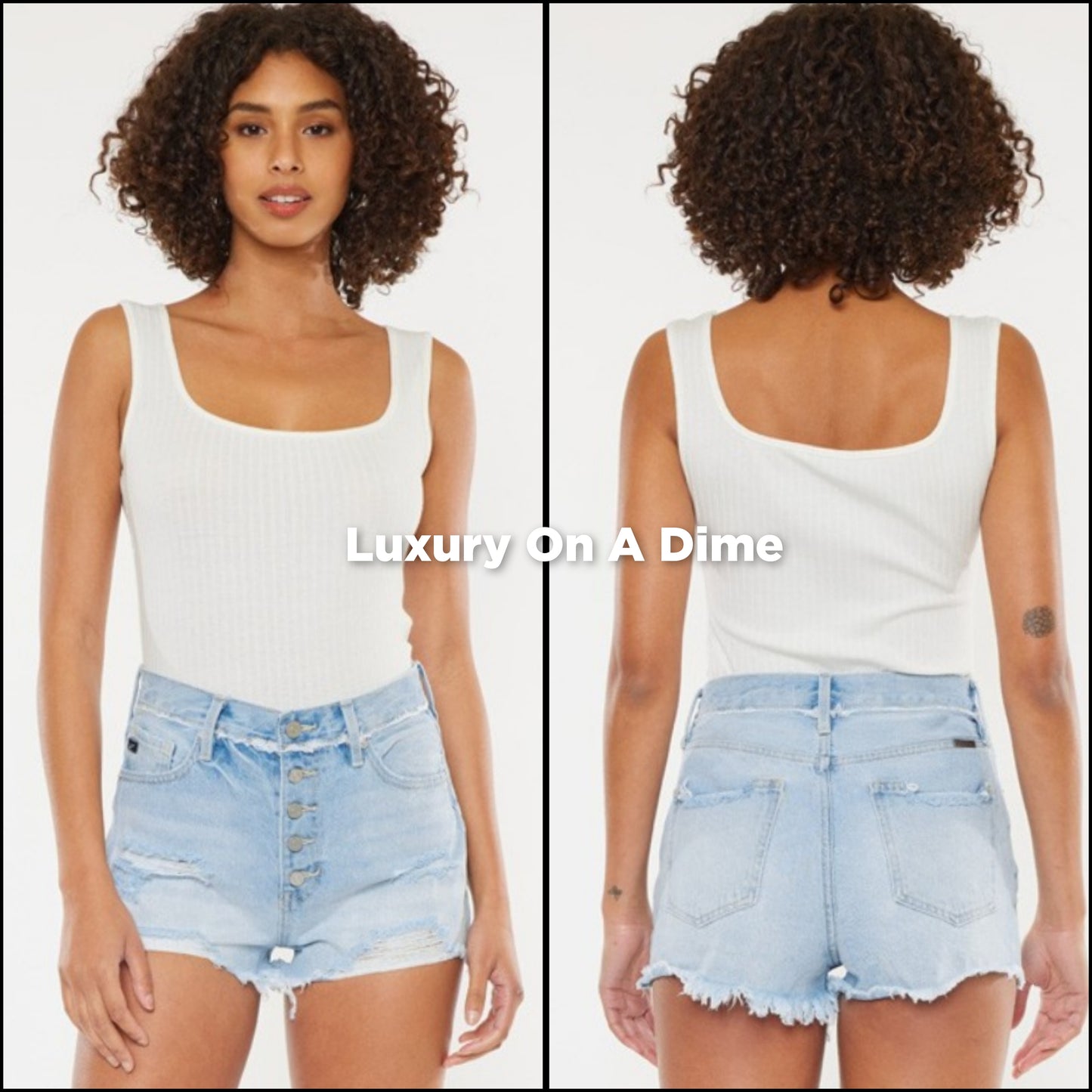 KanCan Button Fly High Rise Torn Distressed Denim Frayed Cut-Off Jean Shorts Medium Wash