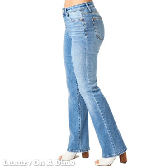 High Rise Tummy Control Mom Jeans Straight Leg Denim Pants Judy Blue