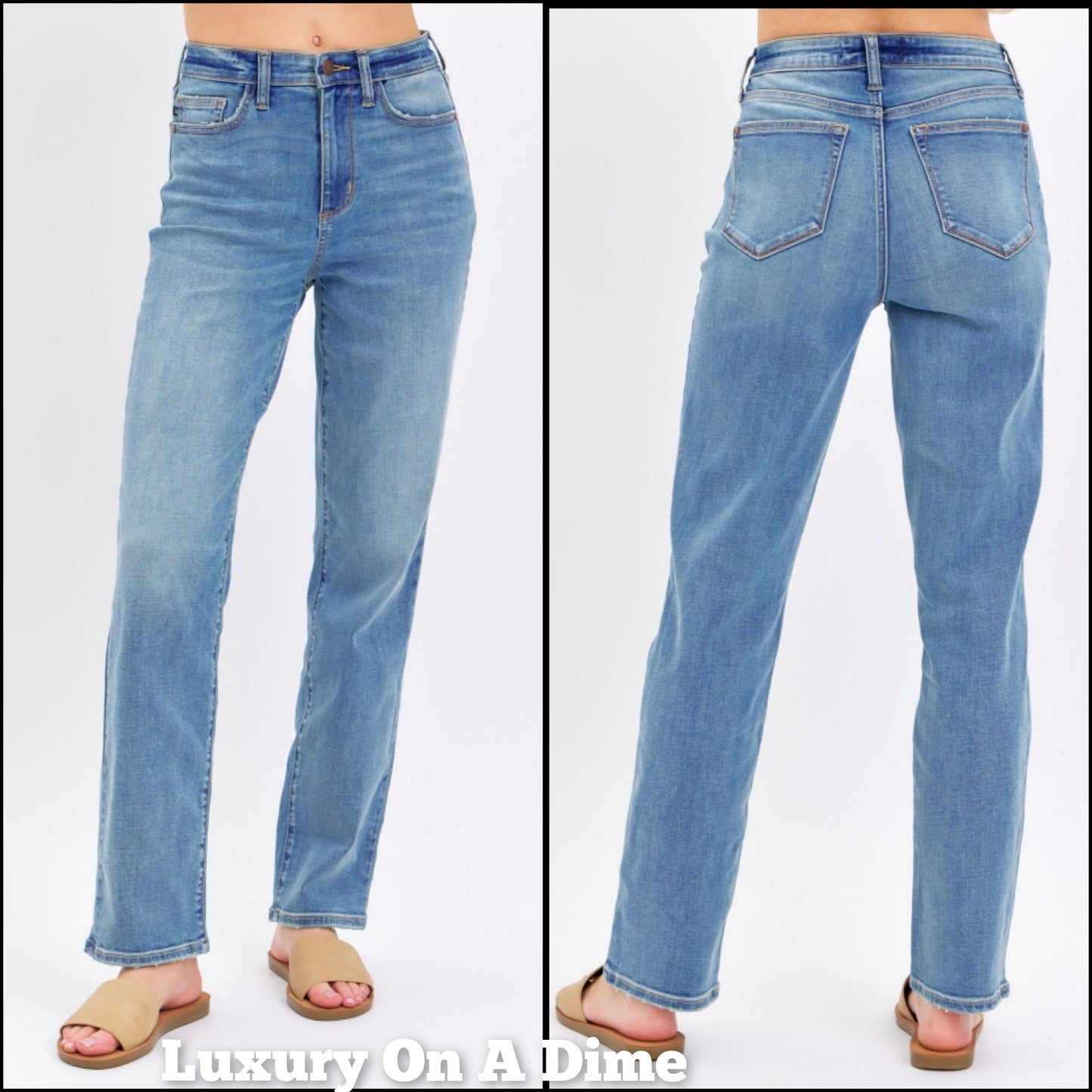 High Rise Waist Boyfriend Jeans Straight Leg Relaxed Fit Denim Pants Judy Blue