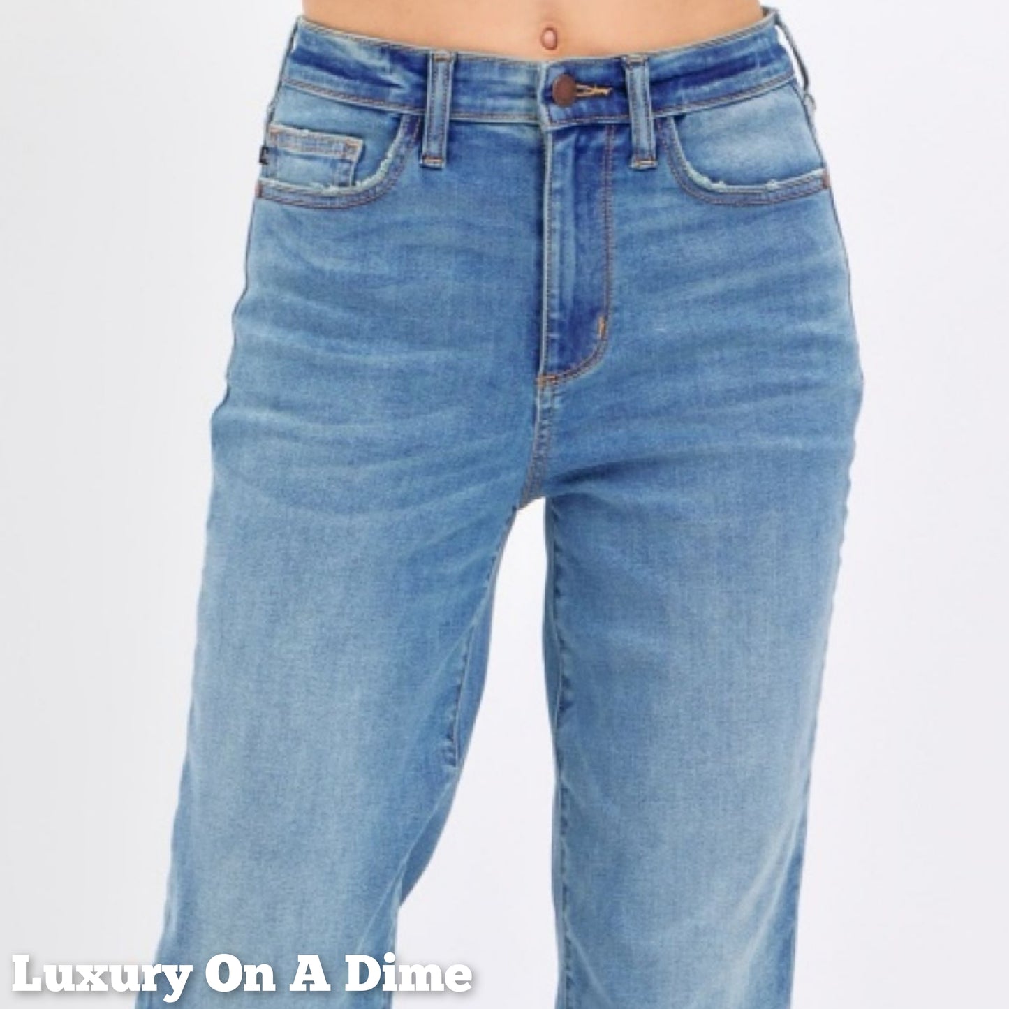 High Rise Waist Boyfriend Jeans Straight Leg Relaxed Fit Denim Pants Judy Blue
