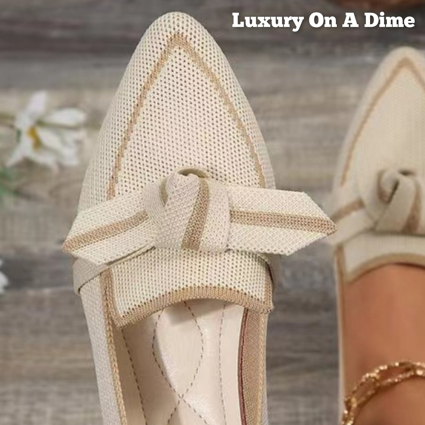 Pointed Knot Bow Top Ballet Flat Casual Loafer Contrast Color Slip-on Shoes