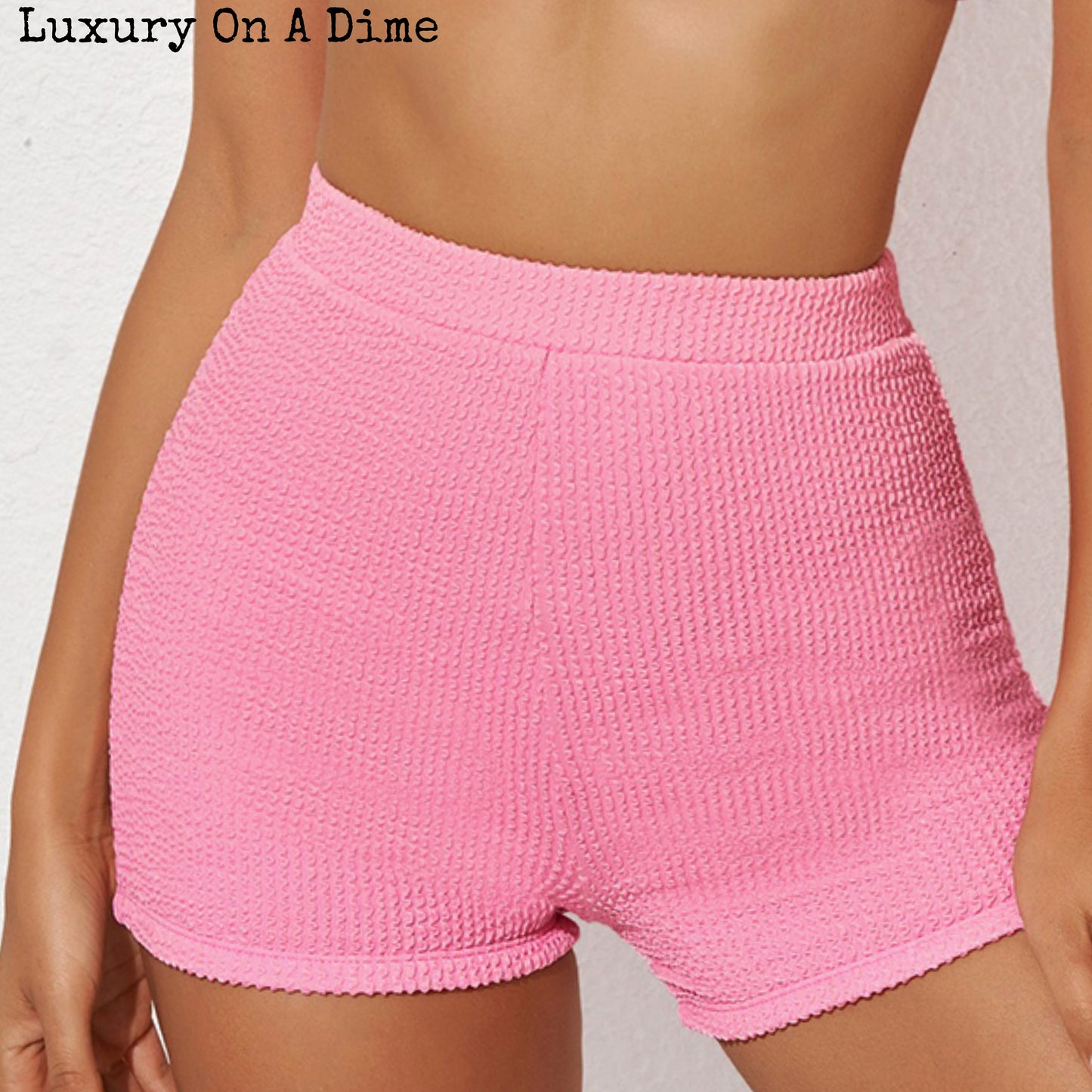 Activewear 2-piece Outfit Soft Sports Bra Crop Top Shorts Textured Matching Set