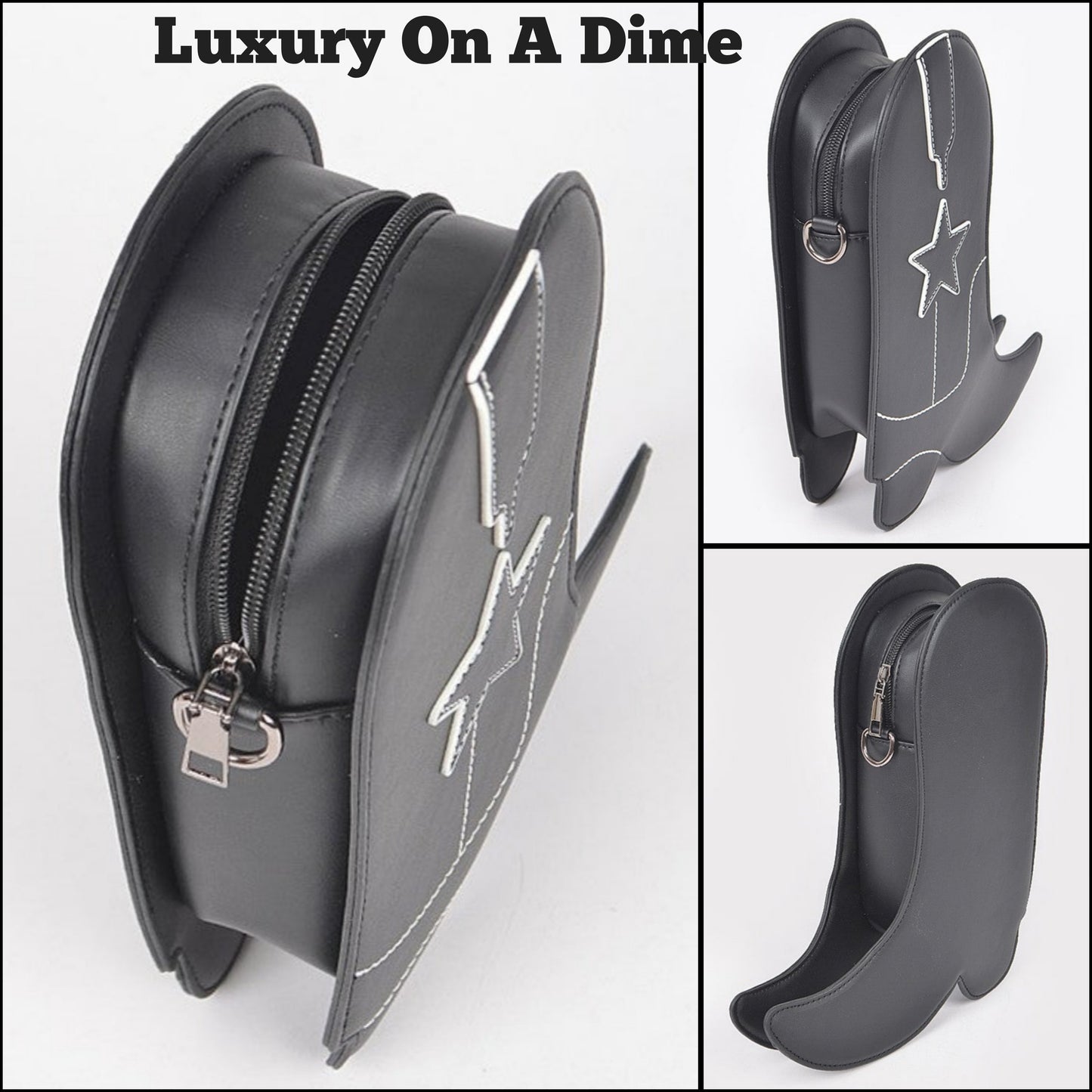 Country Western Boot Convertible Purse Crossbody Shoulder Novelty Bag Clutch Vegan Fun Eclectic
