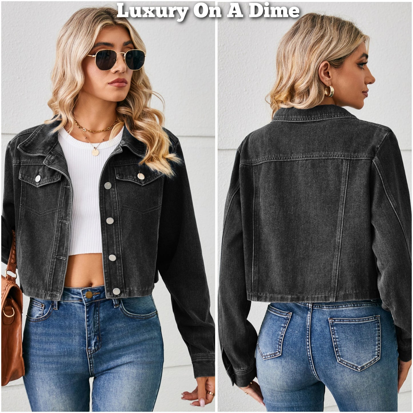 Classic Denim Jacket Blue Jean Long Sleeve Button-up Collar Casual