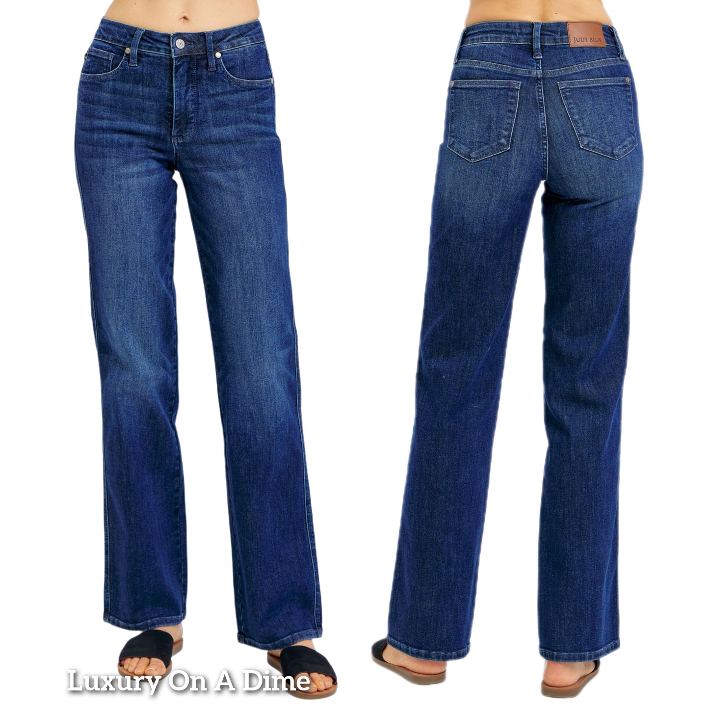 Judy Blue Tummy Control Jeans High-Rise Slim Fit Waist Straight Leg Denim Pants