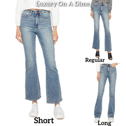 Judy Blue Tummy Control High-Rise Slim Fit Bootcut Jeans Distressed Denim Pants